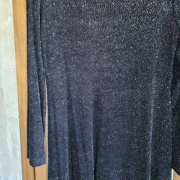 Vintage Women's Ronni Nicole Petites Black holo sparkle Bodycon dress size 10P - Picture 4 of 6